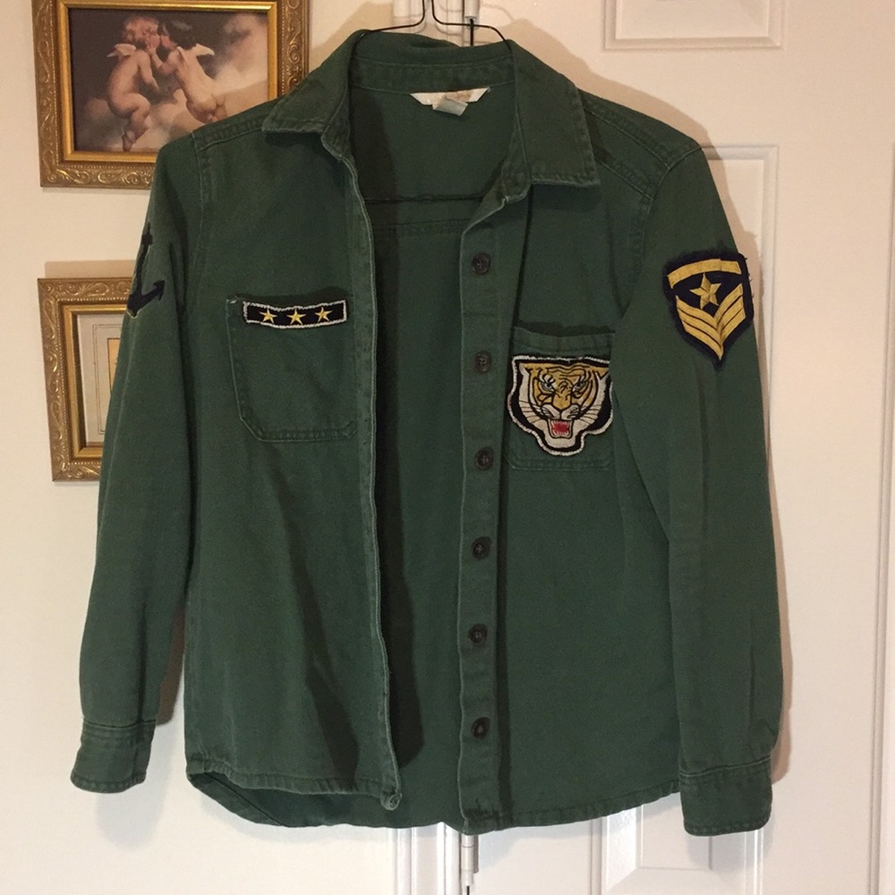 Vintage dark green button down jacket
